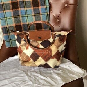 Longchamp Le Pliage Small leather handle , nylon bag